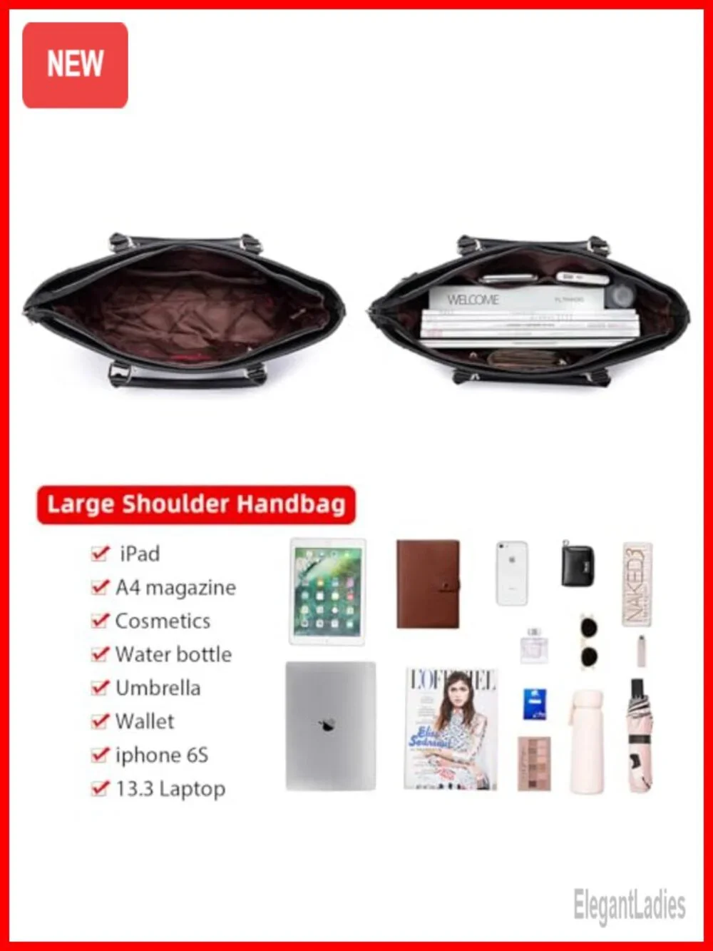 3PCS Women's PU Leather Tote Satchel Handbag with Wallet Set